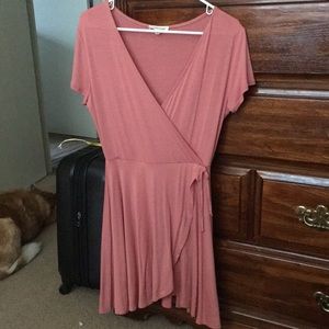 Faux pink wrap dress